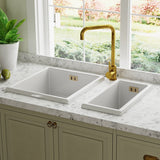 Astini Hampton 150 1.5 Bowl White Ceramic Undermount Kitchen Sink with Waste