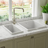Astini Hampton 50 0.5 Bowl White Ceramic Undermount Kitchen Sink with Waste