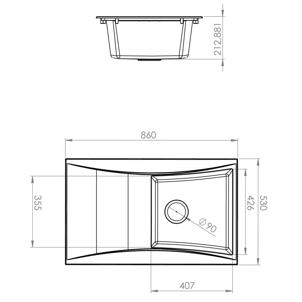 Astini Xeron 1.0 Bowl Black SMC Synthetic Reversible Kitchen Sink, Waste & Tap XERON100BLACK+5ECB
