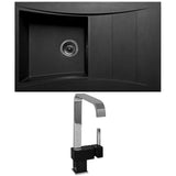 Astini Xeron 1.0 Bowl Black SMC Synthetic Reversible Kitchen Sink, Waste & Tap XERON100BLACK+5ECB