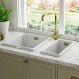 Astini Hampton 150 1.5 Bowl White Ceramic Undermount Kitchen Sink with Waste