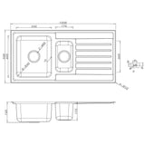 Astini Vicenza 1.5 Bowl Brushed Stainless Steel Kitchen Sink & Waste AS5360