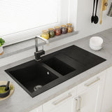 Astini Xeron 1.5 Bowl Black SMC Synthetic Reversible Kitchen Sink, Waste & Tap