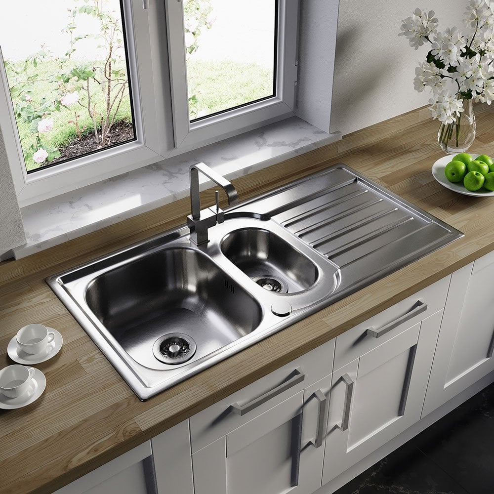 Astini Cagliari 1.5 Bowl Brushed Stainless Steel Kitchen Sink & Waste