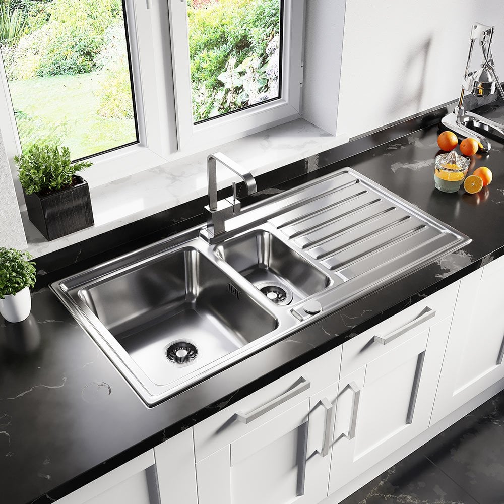 Astini Vicenza 1.5 Bowl Brushed Stainless Steel Kitchen Sink & Waste AS5360