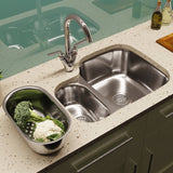 Astini Renzo 1.5 Bowl Brushed Stainless Steel Undermount Kitchen, Sink Waste & Colander LHSB