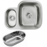 Astini Renzo 1.5 Bowl Brushed Stainless Steel Undermount Kitchen, Sink Waste & Colander LHSB