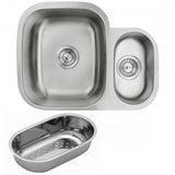 Astini Renzo 1.5 Bowl Brushed Stainless Steel Undermount Kitchen, Sink Waste & Colander RHSB