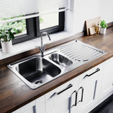 Astini Velia 1.5 Bowl Brushed Stainless Steel Kitchen Sink & Waste AS1360
