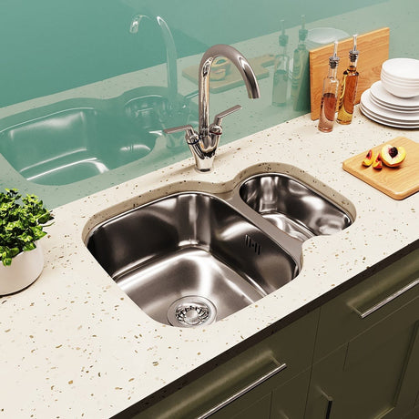 Astini Renzo 1.5 Bowl Brushed Stainless Steel Undermount Kitchen Sink & Waste