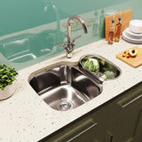Astini Renzo 1.5 Bowl Brushed Stainless Steel Undermount Reversible Kitchen Sink, Waste & Colander