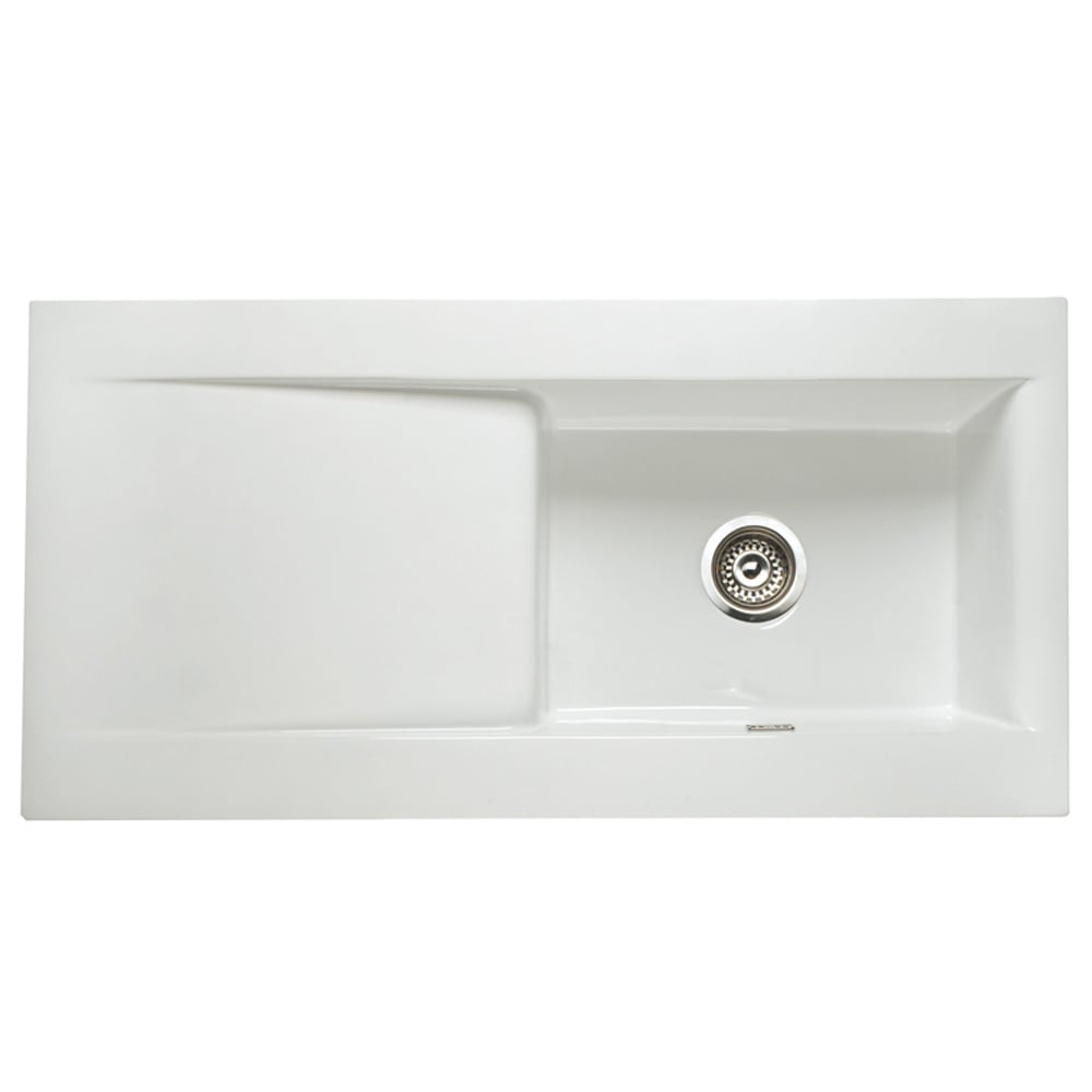 Astini Desire 100 1.0 Bowl Gloss White Ceramic Kitchen Sink, Waste & 5E Tap