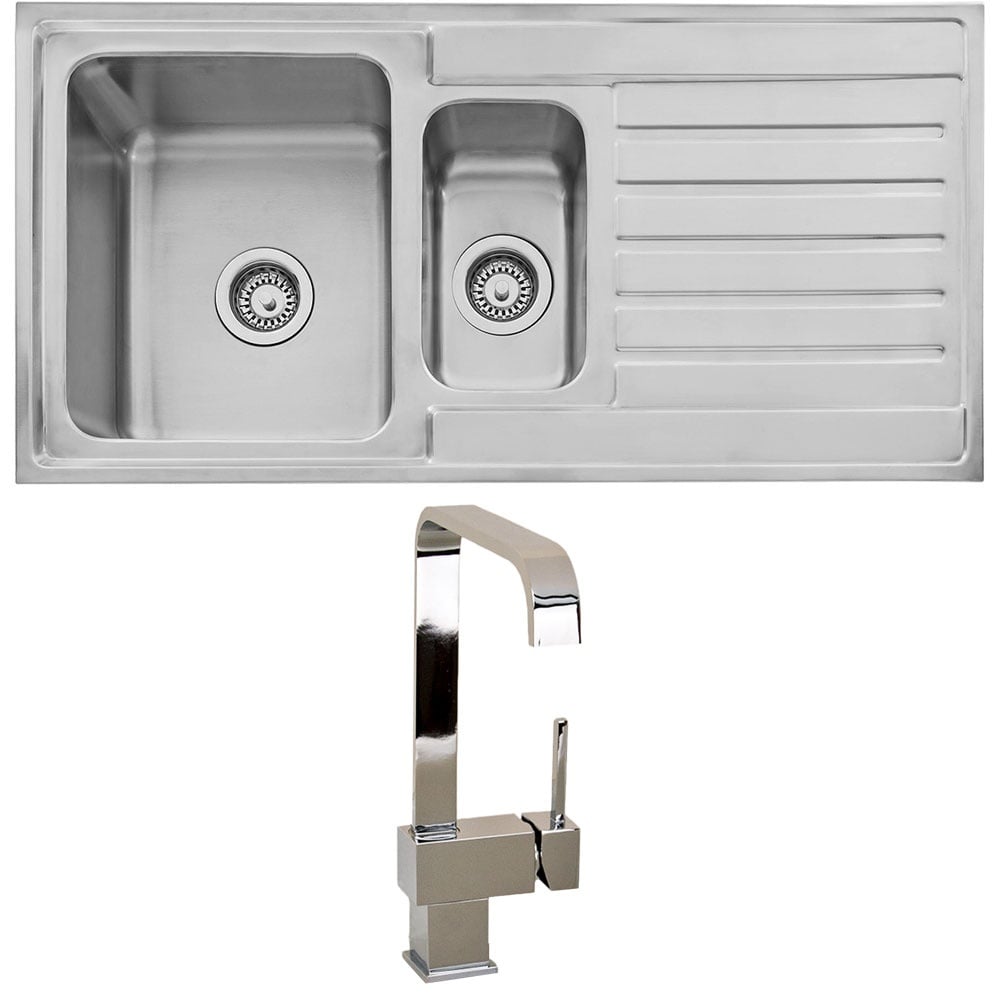 Astini Vicenza 1.5 Bowl Brushed Stainless Steel Kitchen Sink & 5EBS Tap