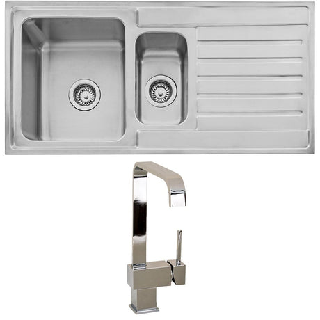 Astini Vicenza 1.5 Bowl Brushed Stainless Steel Kitchen Sink & 5EBS Tap