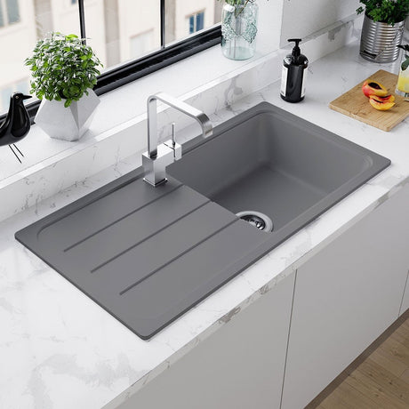 Astini Elmo 100L 1.0 Bowl Granite Reversible Kitchen Sink & 5E Tap