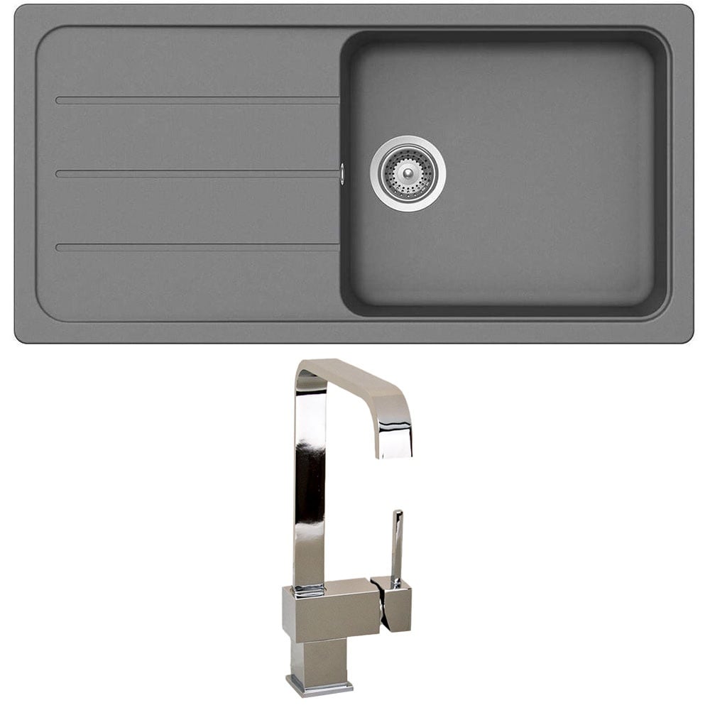 Astini Elmo 100L 1.0 Bowl Granite Reversible Kitchen Sink & 5E Tap