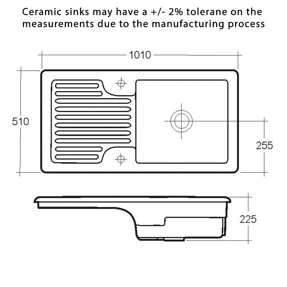 Astini Canterbury 100 1.0 Bowl Gloss White Ceramic Kitchen Sink with Waste Options
