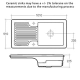 Astini Canterbury 100 1.0 Bowl Gloss White Ceramic Kitchen Sink with Waste Options