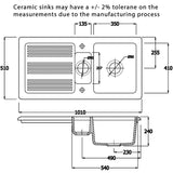 Astini Canterbury 150 1.5 Bowl Gloss White Ceramic Kitchen Sink with Waste Options