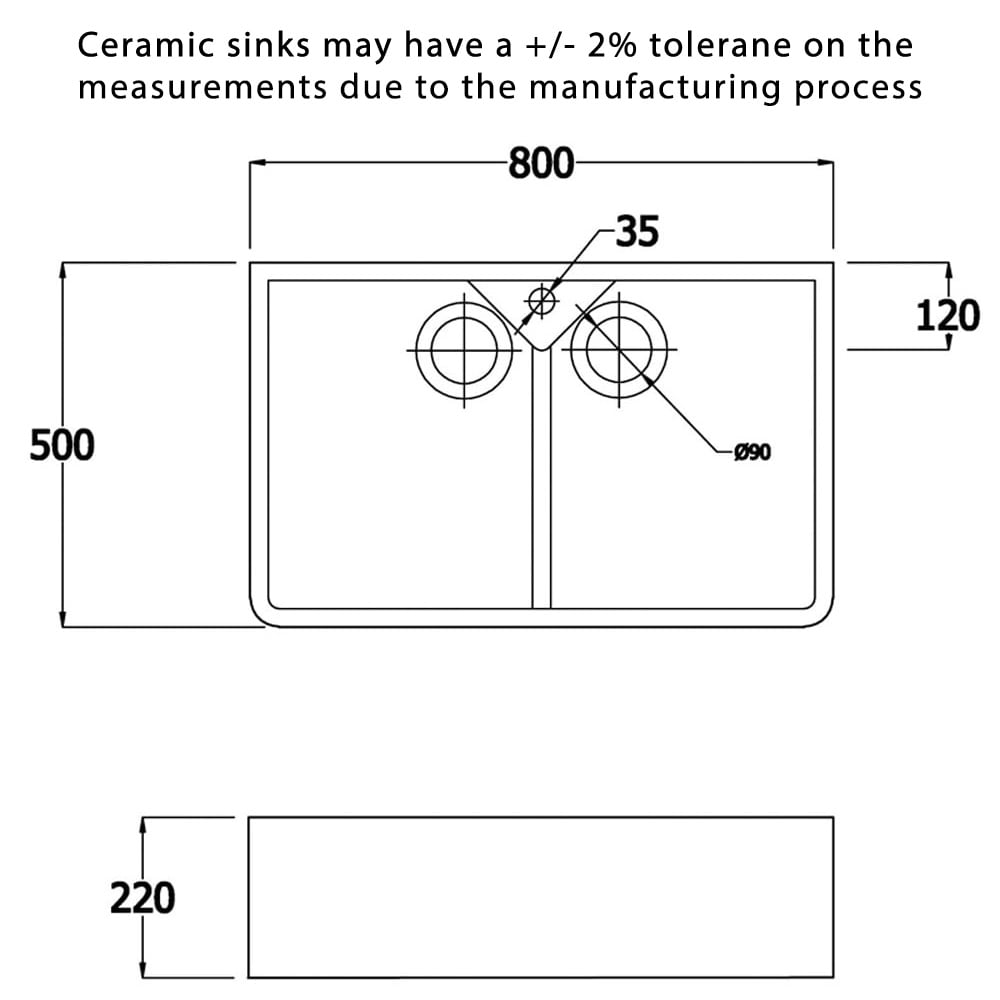 Astini Belfast 800 2.0 B Ceramic Kitchen Sink, Waste & Colonial 7018/CP/WL Tap