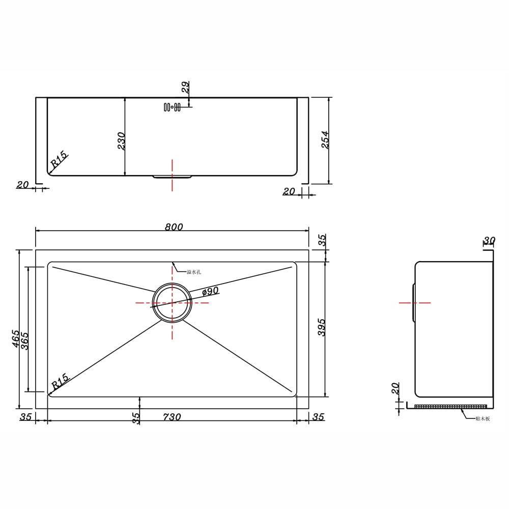 Astini Belfast 800 1.0 Bowl Brushed Stainless Steel Butler Kitchen Sink & Waste