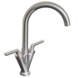Astini Saturn Twin Handle Swivel Spout Kitchen Sink Mixer Tap with Brushed Steel and Chrome Finish