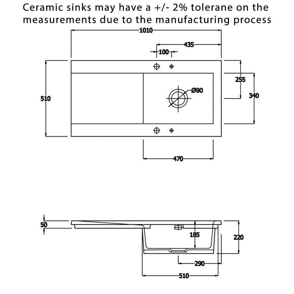 Astini Desire 100 1.0 Bowl Gloss White Ceramic Kitchen Sink with Waste Options