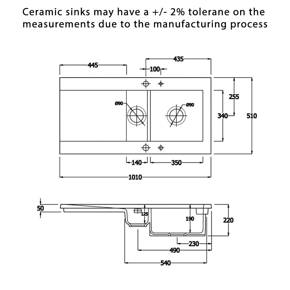 Astini Desire 150 1.5 Bowl Gloss White Ceramic Kitchen Sink with Waste Options