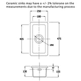 Astini Hampton 50 0.5 Bowl White Ceramic Undermount Kitchen Sink with Waste
