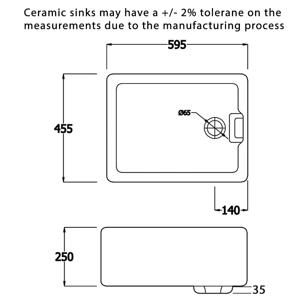 Astini Belfast 100 1.0 Bowl White Ceramic Kitchen Sink with Plug Waste