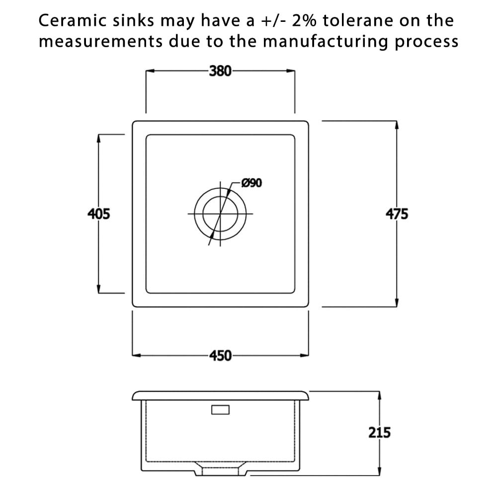 Astini Hampton 100 1.0 Bowl White Ceramic Undermount Kitchen Sink with Waste