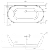 Astini Sphera Double Ended Freestanding 1685x805mm Bath Tub & Waste
