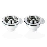 2x 90mm Basket Strainer Waste for Astini, RAK, Rangemaster Ceramic Sink
