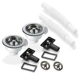 2x 90mm Waste and Round Overflow Set for Astini RAK Rangemaster Ceramic Sink