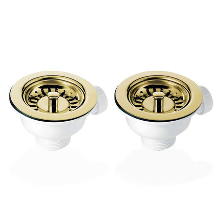 2x 90mm Basket Strainer Waste for Astini, RAK, Rangemaster Ceramic Sink