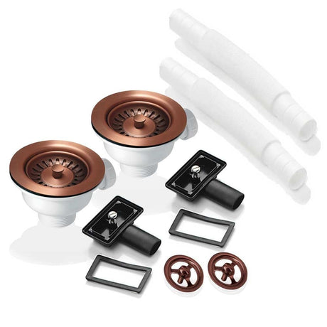 2x 90mm Waste and Round Overflow Set for Astini RAK Rangemaster Ceramic Sink