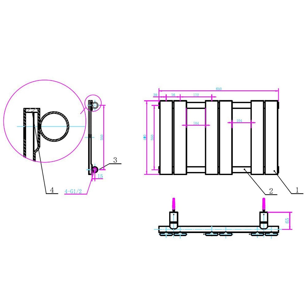 Astini Queenstown 650x400mm Chrome 150W Designer Heated Towel Rail TIS2070