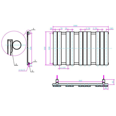 Astini Queenstown 1000x600mm Chrome 400W Designer Heated Towel Rail TIS2076