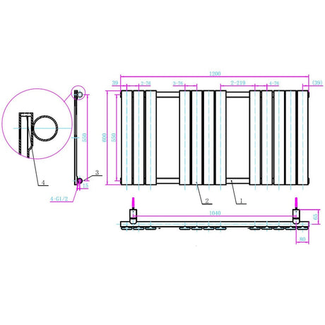 Astini Queenstown 1200x600mm Chrome 500W Designer Heated Towel Rail TIS2077