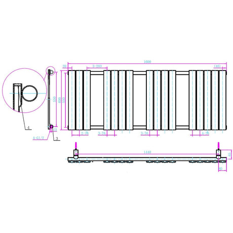 Astini Queenstown 1600x600mm Chrome 650W Designer Heated Towel Rail TIS2078