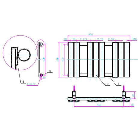 Astini Queenstown 800x450mm Grey 350W Designer Radiator Heated Towel Rail TIS2089