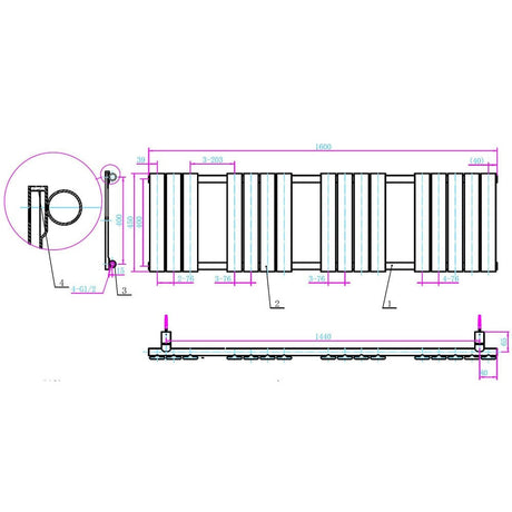 Astini Queenstown 1600x450mm Grey 750W Designer Heated Towel Rail TIS2092