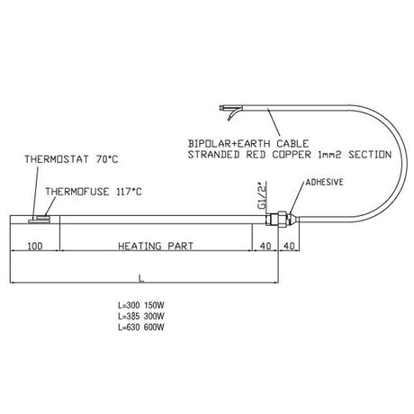 Astini Chrome 600W Dual Fuel Towel Radiator Heating Element TIS2114