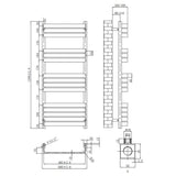 Astini Auckland 1200x500mm Anthracite 600W Ladder Heated Towel Rail TIS2130