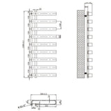 Astini Lyttelton Offset 800x1200mm Grey 750W Designer Heated Towel Rail TIS2140