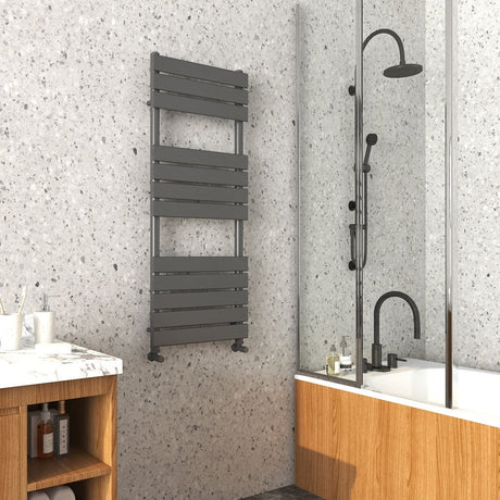 Astini Queenstown 1200x450mm Gun Metal 600W Designer Heated Towel Rail TIS2146