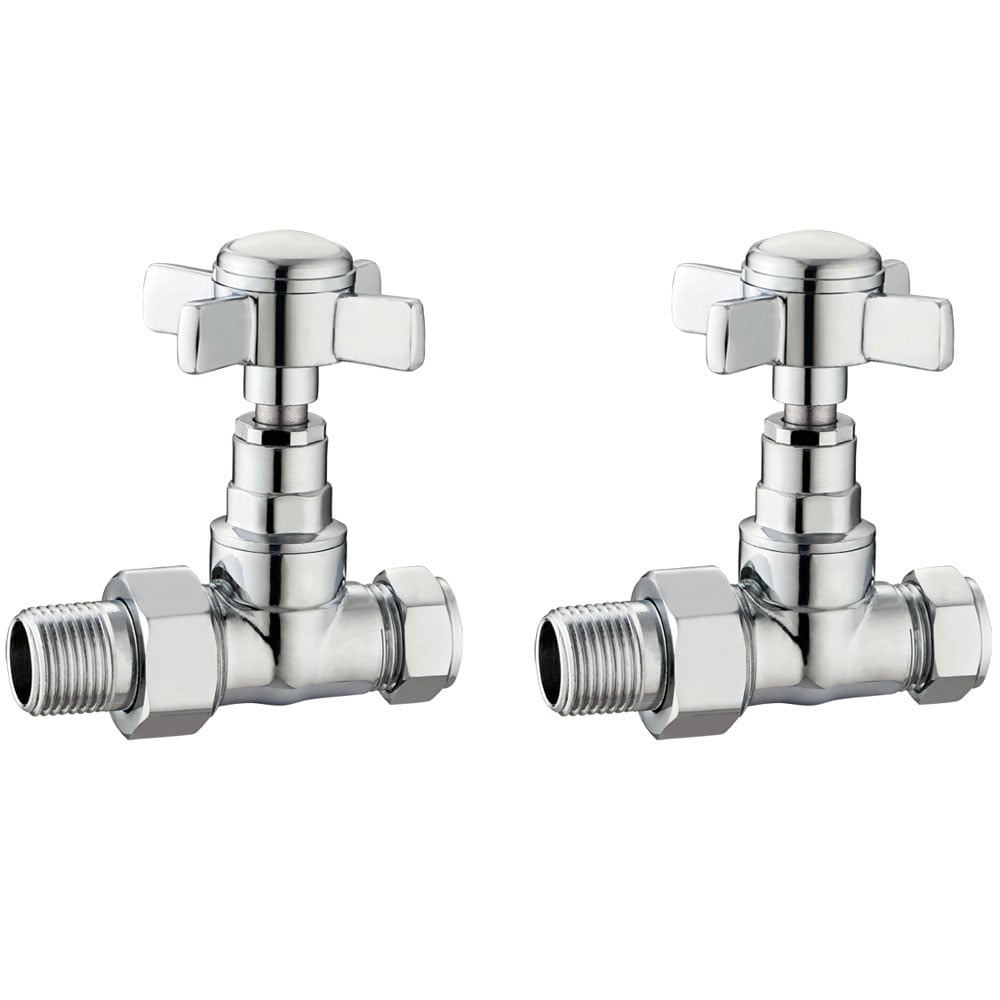 Astini Traditional Chrome Cross Head Straight Radiator Valves TIS0048