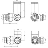 Astini Chrome Corner Towel Rail Radiator Valves TIS0049