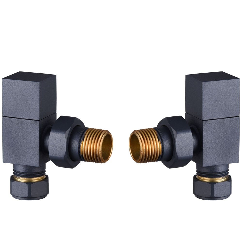 Astini Cubic Anthracite Angled Radiator Valves TIS0164
