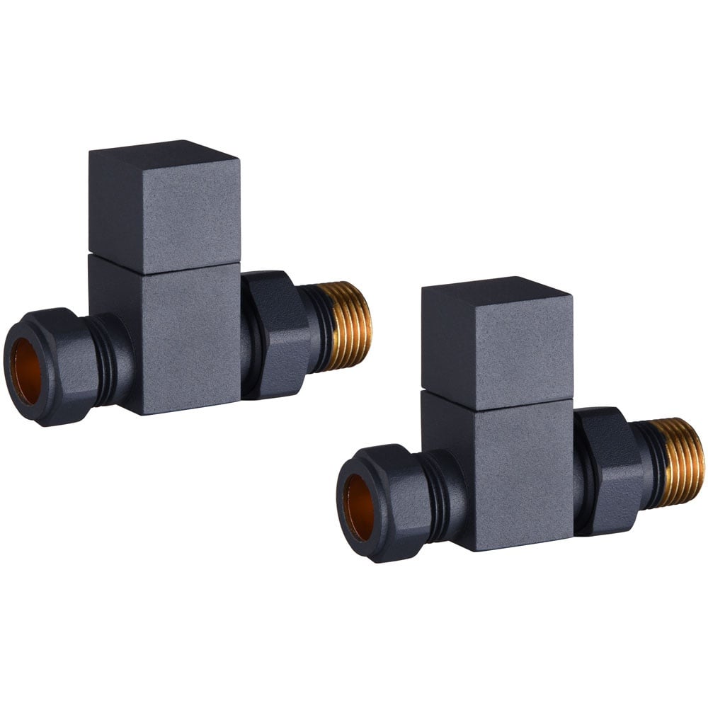 Astini Cubic Anthracite Straight Radiator Valves TIS0165